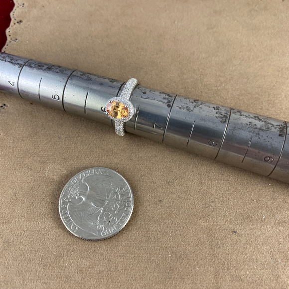 Champagne Color Sapphire & CZ's Ring size 6 - Picture 2 of 5